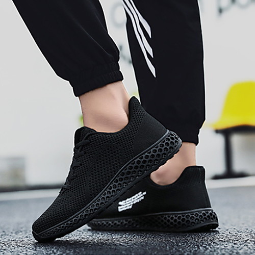 

Women's Athletic Shoes Flat Heel Round Toe Mesh Running Shoes Fall & Winter Black / White