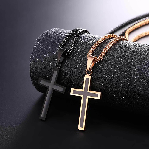

Men's Pendant Necklace Rope franco chain Cross Dangling Stainless Steel Rose Gold Silver Gold Black 55 cm Necklace Jewelry 1pc For Gift Daily