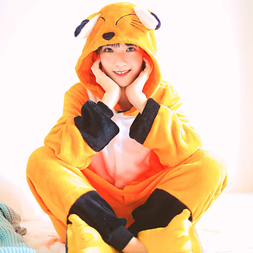 

Adults' Kigurumi Pajamas Fox Onesie Pajamas Flannelette Orange Cosplay For Men and Women Animal Sleepwear Cartoon Festival / Holiday Costumes