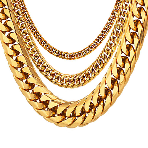 

Men's Chain Necklace Thick Chain Box Chain franco chain Fashion Hip Hop Stainless Steel Black Gold Silver 55 cm Necklace Jewelry 1pc For Gift Daily