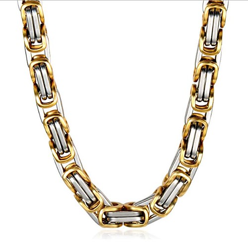 

Men's Necklace Classic Vertical / Gold bar Fashion Titanium Steel GoldenSilver 50 cm Necklace Jewelry 1pc For Daily