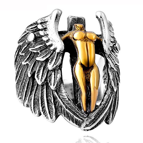 

Men's Ring 1pc Silver Alloy irregular Vintage Trendy Ethnic Daily Jewelry Vintage Style Cross Angel Wings
