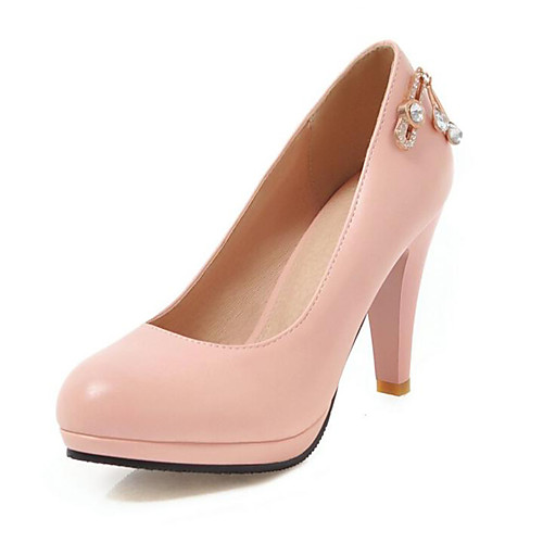 

Women's Heels Glitter Crystal Sequined Jeweled Chunky Heel Round Toe PU Spring & Fall Pink / Blue / White / Daily / 3-4