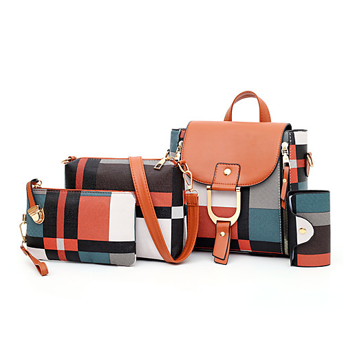 

Women's PU Bag Set Lattice 4 Pieces Purse Set Black / Red / Brown