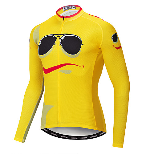 

21Grams Men's Long Sleeve Cycling Jersey Winter Fleece Elastane Lycra Yellow Novelty Bike Tracksuit Jersey Top Mountain Bike MTB Road Bike Cycling Thermal / Warm Breathable Quick Dry Sports Clothing