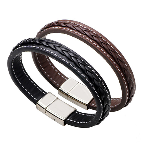 

Men's Bracelet Bangles Classic Vertical / Gold bar Punk Leatherette Bracelet Jewelry Black / Coffee For Daily