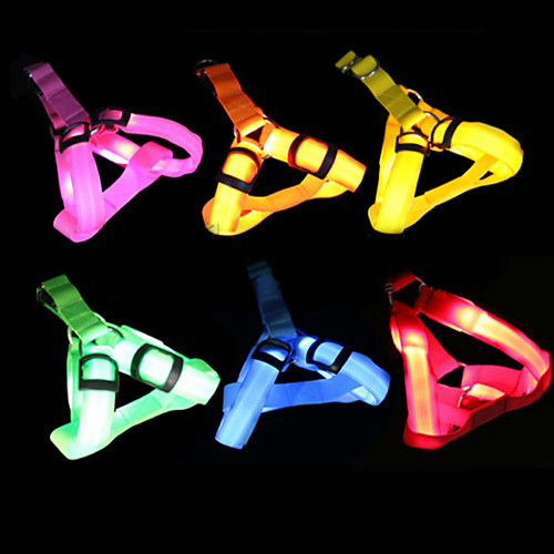 

Dog Dog Vest Light Up Harness LED Lights Adjustable / Retractable Glow in the Dark Reflective Nightlight Function Solid Colored Nylon White Yellow Red Blue Pink