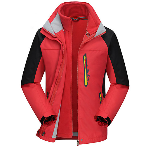 

Men's Hoodie Jacket Hiking Jacket Hiking 3-in-1 Jackets Winter Outdoor Patchwork Waterproof Windproof Breathable Warm Jacket Top Hunting Fishing Climbing Red Army Green Blue Orange Royal Blue