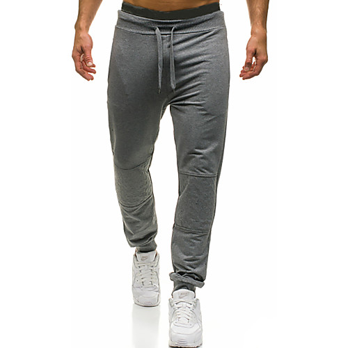 

Men's Sporty Slim Sweatpants Pants - Solid Colored Patchwork Drawstring Black Light gray Dark Gray US36 / UK36 / EU44 / US38 / UK38 / EU46 / US40 / UK40 / EU48