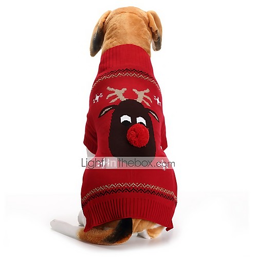 

Dog Sweater Puppy Clothes Animal Reindeer Halloween Christmas Dog Clothes Puppy Clothes Dog Outfits Black Red Costume for Girl and Boy Dog Acrylic Fibers XXS XS S M L XL