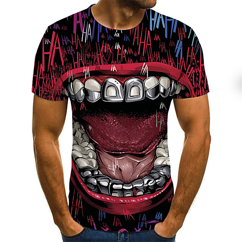 

Men's T shirt Cartoon Plus Size Print Short Sleeve Daily Tops Streetwear Exaggerated Red