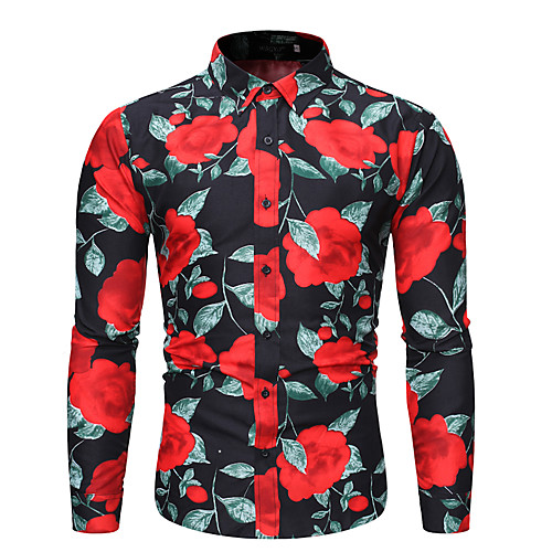 

Men's Shirt Other Prints Graphic Long Sleeve Daily Tops White Black