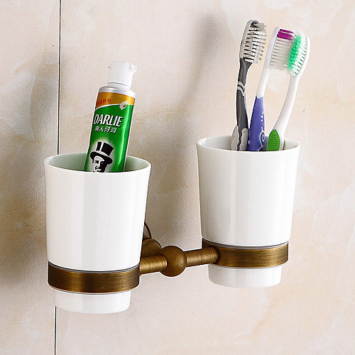 

Toothbrush Holder Creative Antique / Traditional Brass / Ceramic Bathroom Wall Mounted