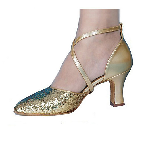 

Women's Modern Shoes Ballroom Shoes Heel Thick Heel Red Gold Silver