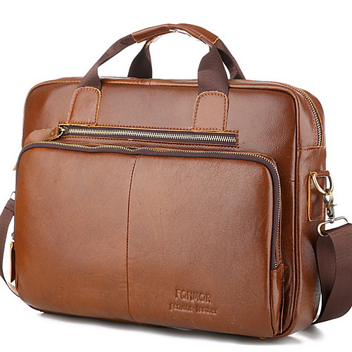 

Men's Zipper PU Crossbody Bag Solid Color Coffee