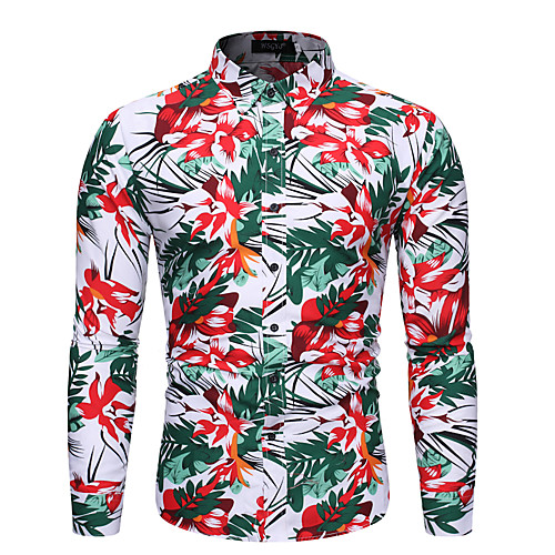 

Men's Shirt Other Prints Graphic Long Sleeve Daily Tops White