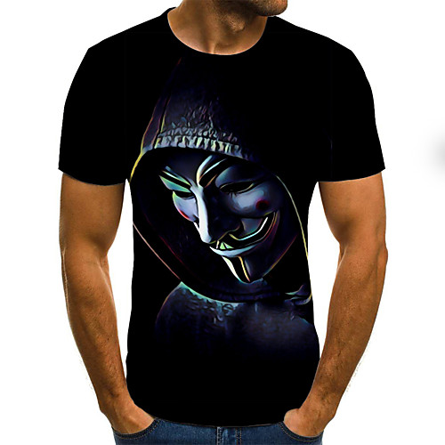 

Men's Plus Size 3D Skull Pleated Print T-shirt Street chic Weekend Round Neck Black / Short Sleeve