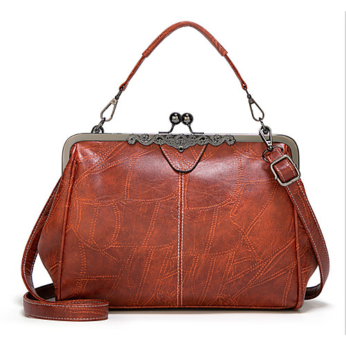 

Women's PU Top Handle Bag Solid Color Black / Dark Brown / Wine