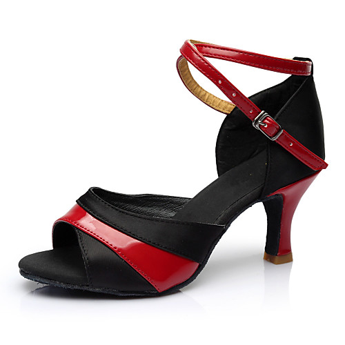 

Women's Dance Shoes Patent Leather Latin Shoes Heel Slim High Heel Customizable Black / Red