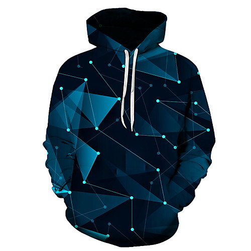 

Men's Plus Size Daily Hoodie 3D Hooded Basic Hoodies Sweatshirts Blue