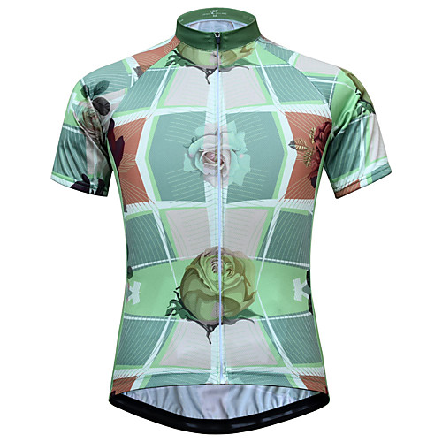 

JESOCYCLING Floral Botanical Women's Short Sleeve Cycling Jersey - Green Bike Jersey Breathable Quick Dry Anatomic Design Sports 100% Polyester Mountain Bike MTB Road Bike Cycling Clothing Apparel
