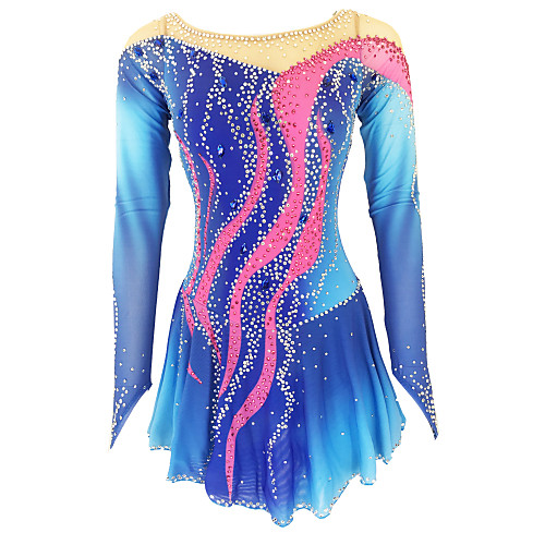 

21Grams Figure Skating Dress Women's Girls' Ice Skating Dress Yan pink Violet White / White Open Back Spandex Stretch Yarn High Elasticity Training Skating Wear Solid Colored Classic Crystal