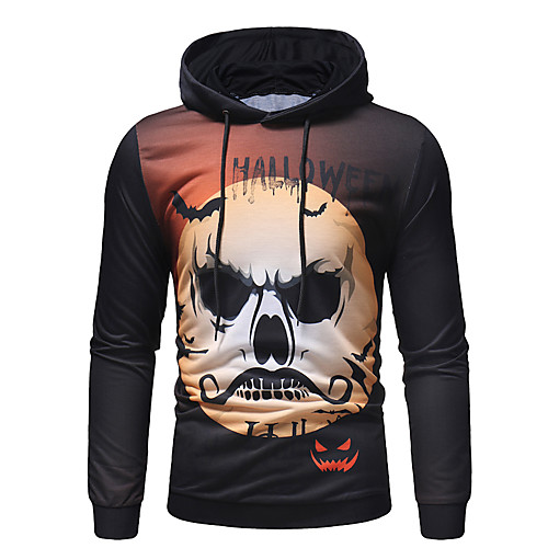 

Men's Pullover Hoodie Sweatshirt Cartoon Casual Halloween Hoodies Sweatshirts Black