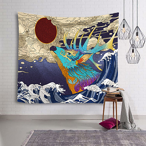 

Japanese Painting Style Ukiyo-e Wall Tapestry Art Decor Blanket Curtain Hanging Home Bedroom Living Room Decoration Deer Animal Sea Ocean Wave Mountian Crane