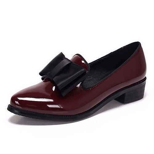 

Women's Loafers & Slip-Ons Low Heel Round Toe PU Fall & Winter Black / Burgundy / Daily