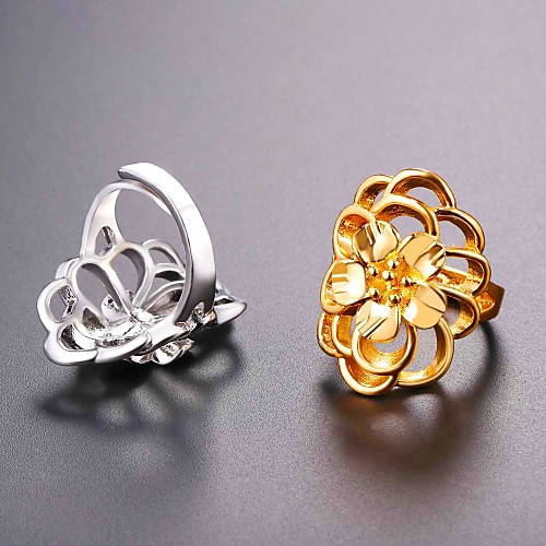 

Women's Ring Knuckle Ring Open Ring 1pc Gold Silver Brass Simple Casual / Sporty Fashion Daily Jewelry Hollow Out Flower / Adjustable Ring