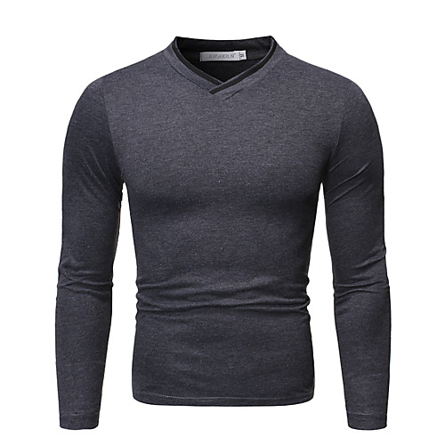 

Men's Solid Colored Polo Basic Daily Round Neck White / Black / Dark Gray / Long Sleeve