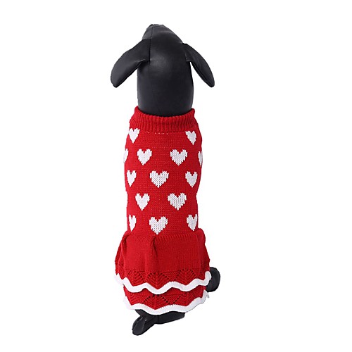 

Dogs Sweater Dress Dog Clothes Red Costume Dalmatian Corgi Shiba Inu Acrylic Fibers Love Dresses&Skirts Sweet XS S M L XL XXL