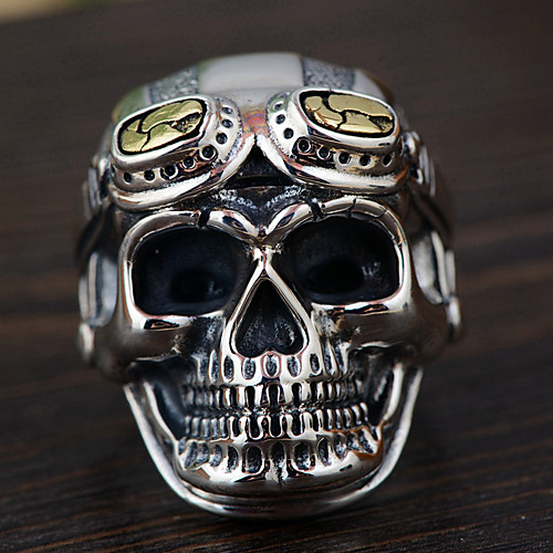 

Men's Ring 1pc Silver Alloy irregular Vintage Punk Trendy Daily Jewelry Vintage Style Skull