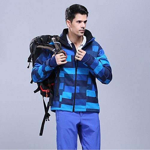 

Men's Women's Hiking Jacket Winter Outdoor Patchwork Waterproof Windproof Fleece Lining Warm Jacket Top Softshell Climbing Camping / Hiking / Caving Traveling Purple Blue