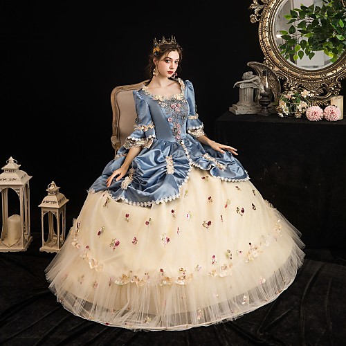 

Maria Antonietta Rococo Baroque Victorian Vacation Dress Dress Party Costume Masquerade Prom Dress Women's Tulle Satin Costume LightBlue Vintage Cosplay Party Halloween Party & Evening Floor Length