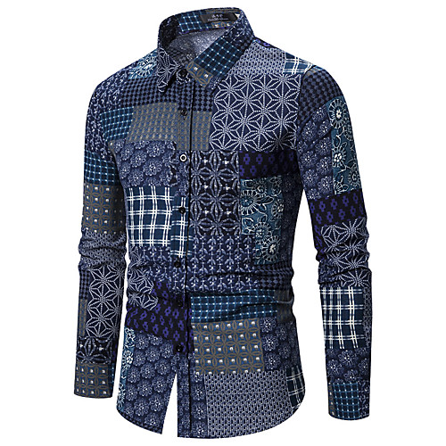 

Men's Graphic Shirt Daily Weekend Red / Navy Blue / Long Sleeve