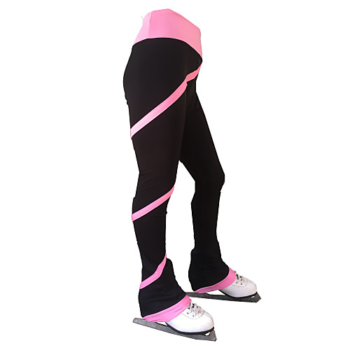 

21Grams Figure Skating Pants Women's Girls' Ice Skating Tights Bottoms Purple Yellow Pink Open Back Spandex Stretch Yarn High Elasticity Training Skating Wear Solid Colored Multi Color Classic Long