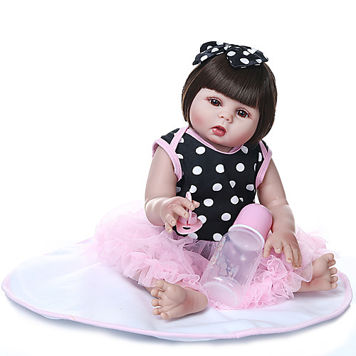 

NPKCOLLECTION 20 inch Reborn Doll Baby Baby Girl Gift Hand Made Artificial Implantation Brown Eyes Full Body Silicone Silica Gel Vinyl with Clothes and Accessories for Girls' Birthday and Festival