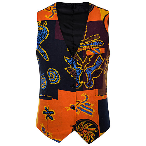 

Men's Vest Shawl Lapel Cotton Yellow