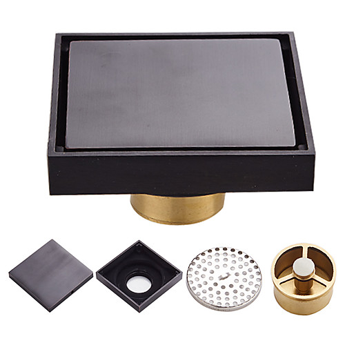 

Bathroom Shower Floor Drain Floor Sink Drain Filter Brass Square Simple Toilet Floor Drain