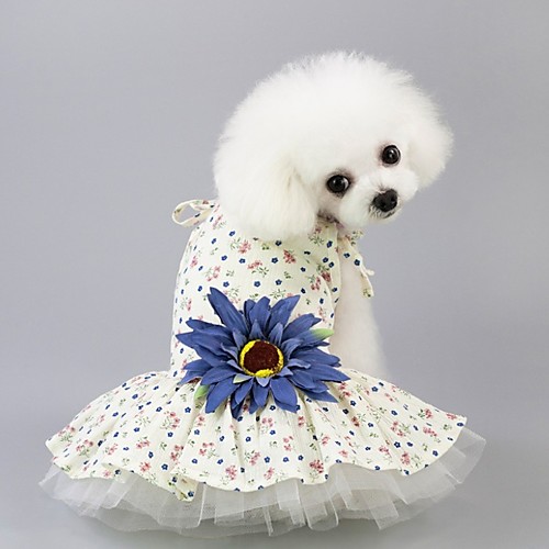 

Dogs Dress Dog Clothes Yellow Blue Costume Polyster Flower Wedding XS S M L XL