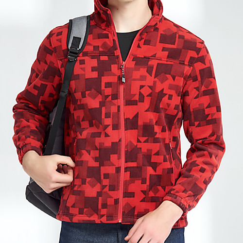 

Wolfcavalry Men's Hiking Fleece Jacket Winter Outdoor Patchwork Windproof Fleece Lining Breathable Warm Jacket Top Hunting Fishing Camping / Hiking / Caving Red Army Green Blue Grey / Quick Dry