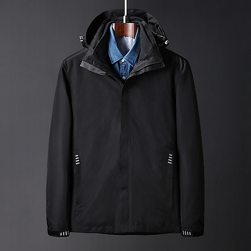 

Wolfcavalry Men's Hiking Jacket Hiking 3-in-1 Jackets Winter Outdoor Solid Color Waterproof Windproof Breathable Warm Jacket Top Hunting Fishing Climbing Dark Grey Black Red Green