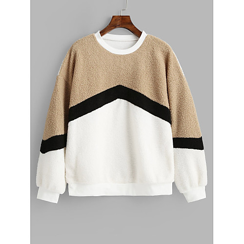 

Women's Color Block Long Sleeve Pullover Sweater Jumper, Round Fall White S / M / L
