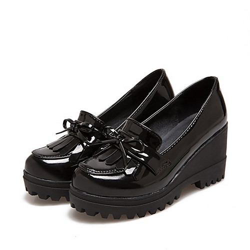 

Women's Loafers & Slip-Ons Wedge Heel Round Toe Daily PU Solid Colored Black Burgundy