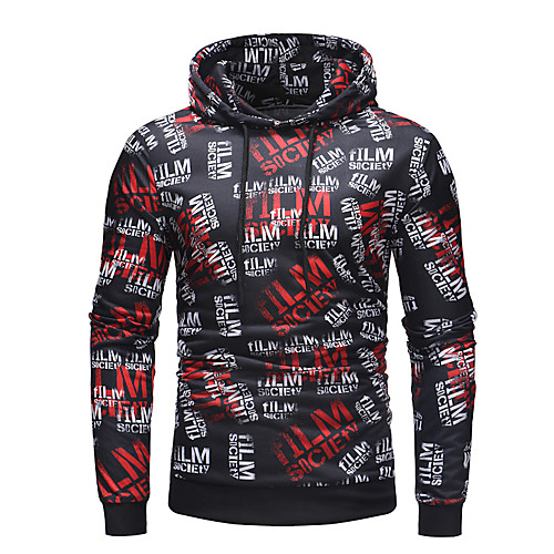 

Men's Pullover Hoodie Sweatshirt Graphic Text Letter Hooded Work Casual Hoodies Sweatshirts Long Sleeve Slim Black