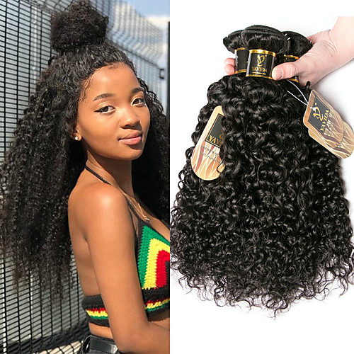 

3 Bundles Brazilian Hair Kinky Curly Virgin Human Hair 100% Remy Hair Weave Bundles 300 g Wig Accessories Natural Color Hair Weaves / Hair Bulk Extension 8-28 inch Natural Color Human Hair Weaves