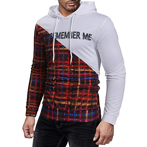 

Men's Pullover Hoodie Sweatshirt Graphic Color Block Text Daily Going out Casual Hoodies Sweatshirts Red