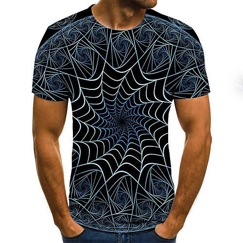 

Men's Plus Size Geometric Color Block Print T-shirt Street chic Exaggerated Daily Holiday Round Neck Black / Short Sleeve
