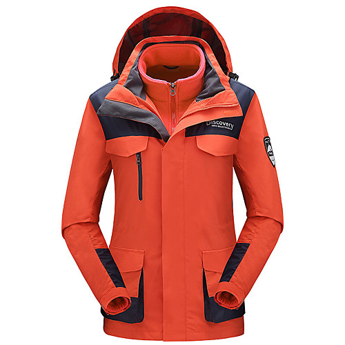 

Women's Hiking Jacket Hiking 3-in-1 Jackets Winter Outdoor Patchwork Waterproof Windproof Warm Comfortable Jacket Top Camping / Hiking / Caving Traveling White Fuchsia Pink Orange